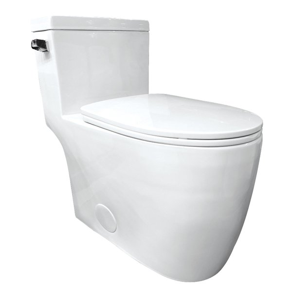 Kingston Brass VTC2995 Courtyard One-Piece 1.28 GPF Single Flush Elongated Toilet, Wht VTC2995